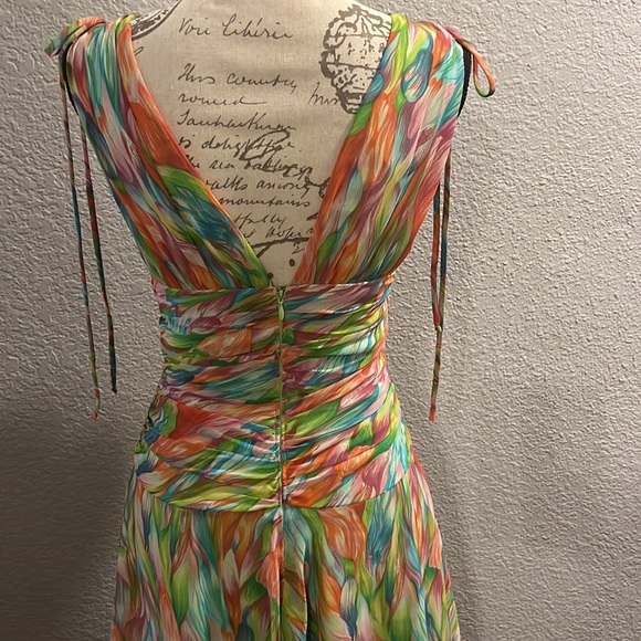 A.B.S Multi Color Deep V Sundress Sz 4 - Picture 8 of 11